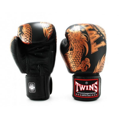 Боксерские перчатки TWINS FBGVL3-49 black brown 10 oz