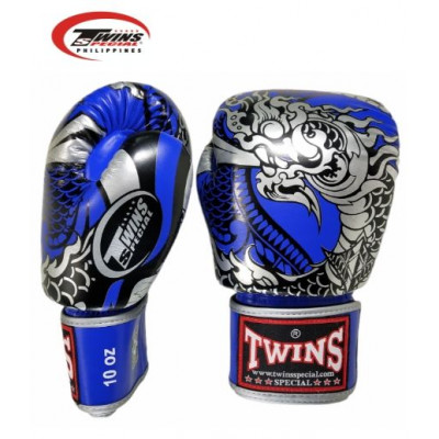 Боксерские перчатки Twins Special FBGVL3-52 Dragon blue silver 12 oz